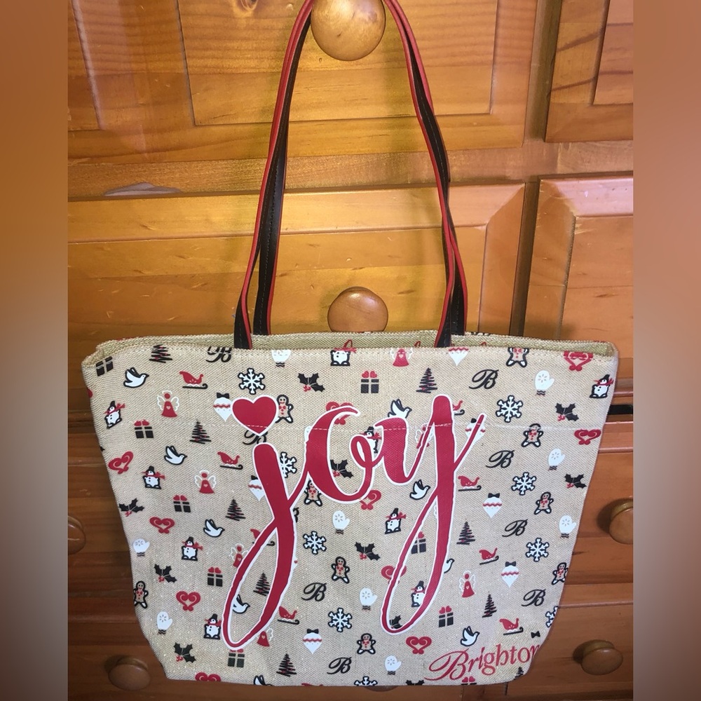 Brighton Christmas Canvas Tote JOY Holiday Festive New Shoulder Tote Bag